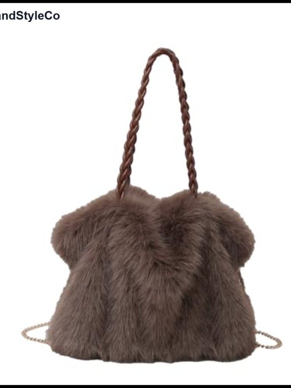 Faux Fur Fluffy Tote Bag Furry Purse with Chain Crossbody Strap